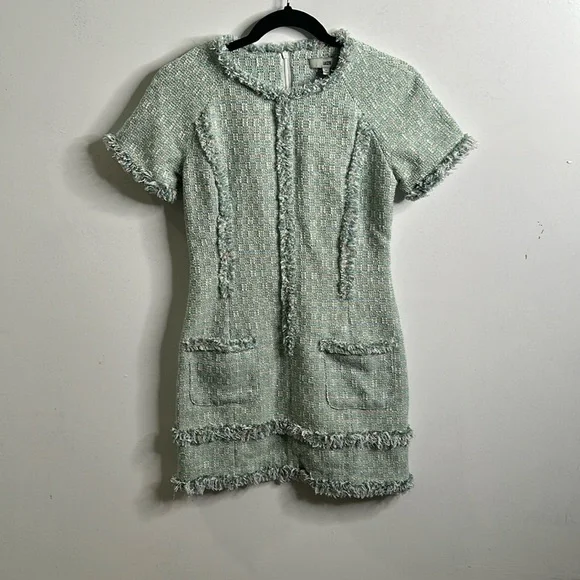 Laizo sage green mini tweed dress size medium - Picture 4 of 11